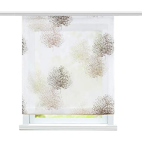 ESLIR Roman Blind Living Room Roman Blind with Velcro Tape Kitchen Transparent Ribbon Roller Blind Modern Voile Pack of 1, 100 % polyester, tree, BxH 120x140cm Cover
