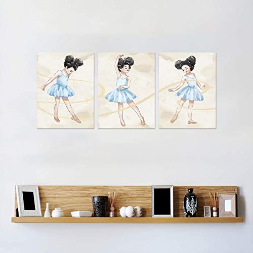 Kalawa Ballerina Wall Decor Lovely Ballet Girl Wall Art Graceful Dancing Kid Print Canvas Elegant Ballet Dancer Poster Fashion Painting For Living Room Bedroom And Dancing Room Framed Ready To Hang #TOP3