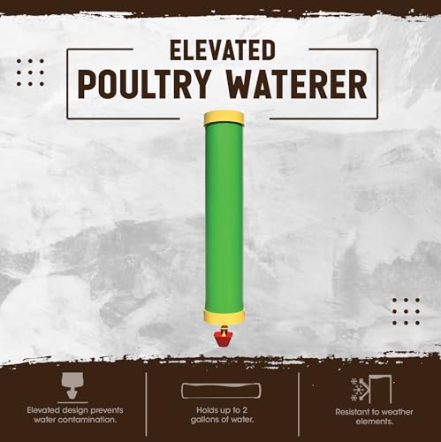 Rugged Ranch High End Hen Elevated 2 Gallon Algae-Resistant Poultry Waterer and Mounting System for Any Style of Coop, Green