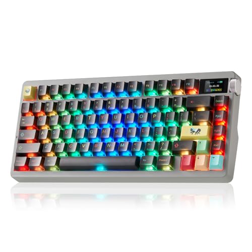 Image of X Aula Nova75 75% Wireless Mechanical Computer Keyboard 8000mAh,Pre-lubed Phantom Cherry Switches,RGB Backlit,Custom Hot Swappable,2.4GHz /Type-C /BT5.0,Gaming Keyboard for Win /Mac /iOS /Android