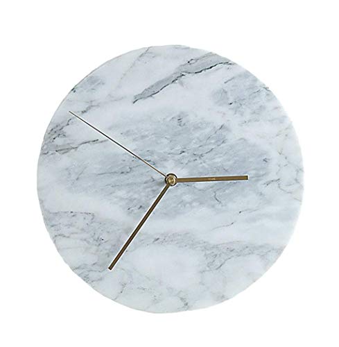 Uhr Klassische traditionelle Wand Kreative Wanddämpfer Digitale Marmor Runde Vintage Industriestil für Wohnzimmer Bar Cafe (30 cm) (12 Zoll) Weiß