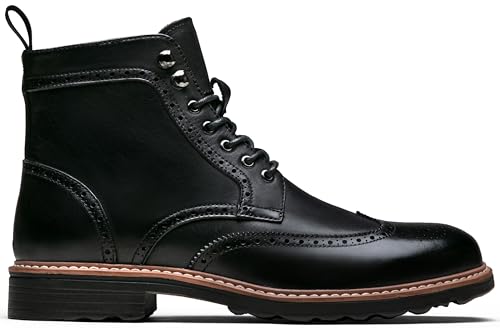 Image of Jousen Leather Boots for Men Dress Retro Classic Design Mens Boots Cap Toe Boot Black Rubber Sole