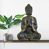 Zen'Light - duży posąg Zen Buddy o wymiarach 40 cm - doskonałe wykończenie, farba z efektem patyny, żywica - piękny przedmiot dekoracyjny i Feng Shui do domu