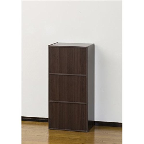 ＊扉付きラック　３段＊ Amazon｜鍵付きボックス/扉付き収納ラック 【3段 ブラウン】 高さ87cm