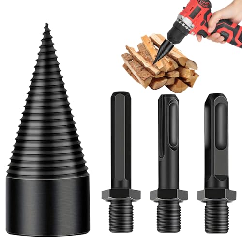 HOVCEH Bohrkegel Holzspalter, 50mm Profi Bohrer Holzspalter mit 3 Bohrgriffe, Holzspalter Bohrer,...