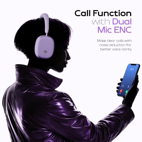 Image of Zebronics Silencio 200T Wireless Headphones, Hybrid ANC 48dB, Upto 100Hrs Playback, 40mm Drivers, Dual Mic ENC, BT v6.0, Gaming Mode, Dual Pairing, Touch Controls, App Support, AUX (Purple)