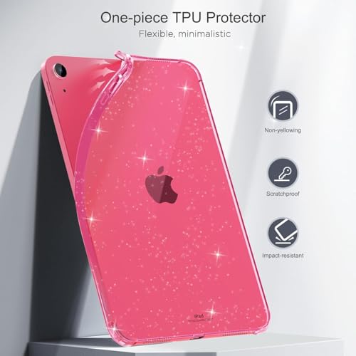 Image of MOCA Case for iPad 6th 5th Generation (iPad 9.7 inch, 2018 /2017), AIR 2 Impact Resistant, Slim, Lightweight Glitter Case (Pink, ipad 9.7 inch)