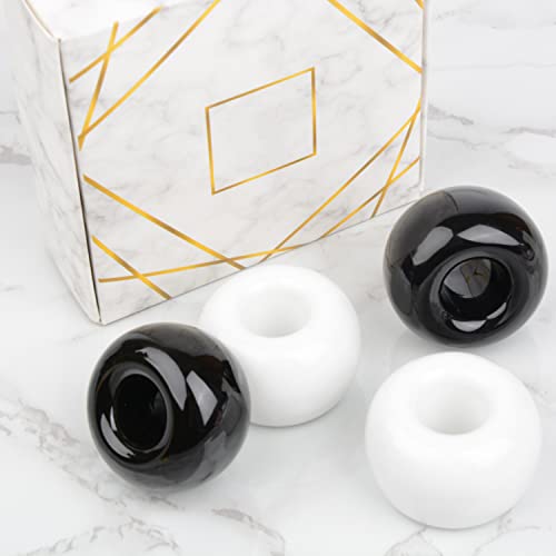 Aisiming Couple Toothbrush Holder,Toothbrush Holder For Children, Shaver Holder, Durable Ceramic, For Bathroom Countertop Or Writing Table, Black And White, 4 Pieces. #TOP6