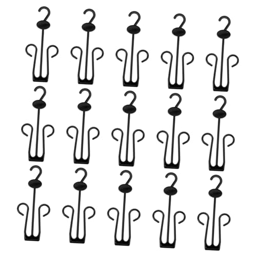 PRETYZOOM 15PCS Plastic Shoe Drying Rack Hooks Lengthened Design for Quick Drying Space Saving for Home Supermarket Mall and Shop Use Black