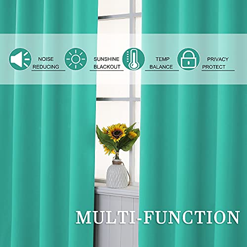 Keqiaosuocai Turquoise Blackout Curtains 72 Inches Long For Living Room - Grommet Room Darkening Thermal Insulated Teal Green Curtain Drapes For Kids Nursery Bedroom, 2 Panels Sets, 52W X 72L #TOP5