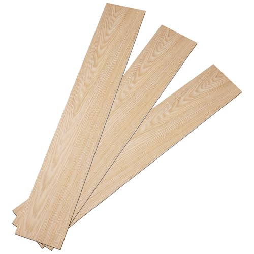36pcs Vinyl Flooring Self Adhesive, Floor Planks Wood Effect Peel and Stick Floor Tiles, PVC Waterproof Floor Divider Strip, For Bedroom Bathroom Floor Tiles Self Adhesive, 5.02 m²(91X15cm)
