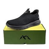 ODCKOI Slip on Sneakersy męskie – wsuwane męskie lekkie buty wsuwane, oddychające, bez sznurowadeł, lekkie buty sportowe z siateczki, wygodne buty rekreacyjne, 1642 czarno-biały, 44 EU