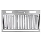 Akicon Range Hood Insert 36 Inch with Heater Sensor, 600 CFM Bulit-in Kitchen Vent Hood with 4 Speeds, Ultra-Quiet Duct Stove Hood 3CCT LED Lights and Dishwasher Safe Filters