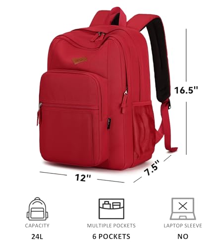 Image of abshoo Girls Solid Color Backpack For College Women Water Resistant School Bag (Red)