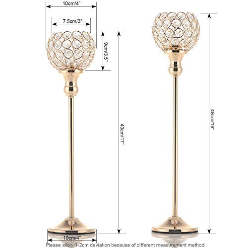 Vincigant Gold Crystal Tea Light Candle Stand Holders For Wedding Coffee Table Halloween Decorative Centerpiece Candelabra, Home Decor Accent Set Of 2 #TOP6