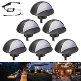 (6pcs, Warm White (Black)) - LED Deck Lights Kit, FVTLED Pack of 6 Low Voltage LED Step Stair Lights PH1.97 Outdoor Garden Yard Decoration Lamp Recessed Landscape Pathway Step Stair Warm White LED Lighting, Black