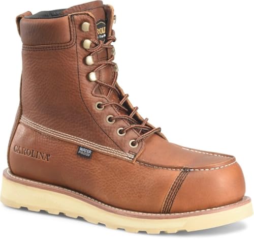 Carolina Boots Staple Gun 8 Waterproof Soft Toe Mens Work Boot Slip-Resistant Outsole Cushioned Insole Tan - 11 D