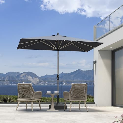 Image of PURPLE LEAF Patio Umbrella 6' x 9' Rectangle Tilt Market Umbrella Grey