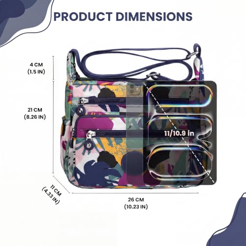 Image of TS WITH TECHSUN Women's Crossbody Sling Bag For Everyday Use, Nylon Shoulder Bag with Zipper Pockets, Adjustable Strap, Water Resistant Handbag for Travel, Shopping