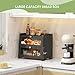 JANSNIMEN Double Layer Bread Box for Kitchen Countertop, Large Breadbox Bread Container Storage with Acrylic Door, Wooden Farmhouse Bread Holder (Black, Medim-15.7