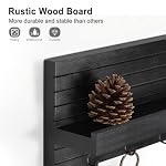 Decorative Key Holder for Wall with Shelf, Entryway Shelf with Hooks Holds Leashes, Jackets and Glasses – Sturdy Wood Keyholder Entrance Hanger with Mounting Hardware (Black, Medium) - Image 4