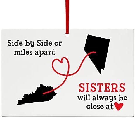 Let's Make Memories - Personalized Christmas Ornament for Distant Friends and Family - Custom Ornament for Those Miles Apart, Close at Heart - Any Two States - Christmas 2022 Keepsake - Rectangle
