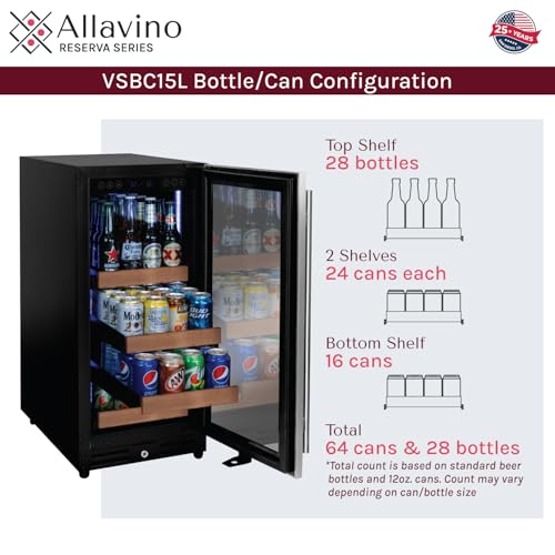 Image of Allavino 15 inch Wide Reserva Series Stainless Steel Right Hinge Beverage Center