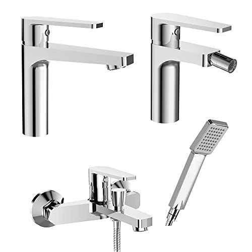 Set miscelatori rubinetteria bagno lavabo bidet e vasca da bagno,