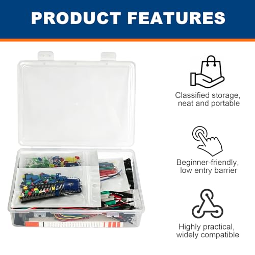Kit de iniciación Mega Dual Breadboard y componentes electrónicos con bloques de terminales para proyectos 4
