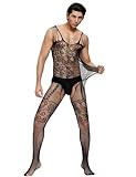 sunshinelady Bodystocking Ouvert Für Herren Sexy Fishnet Bodysuit Man Transparent Catsuit Männer Sissy Dessous Männer Große Größen Gay Reizwäsche Offener Schritt Box Verpackung Schwarz-Stil 3 L-2XL