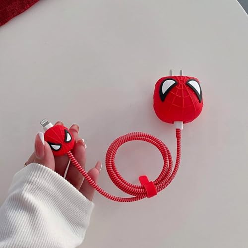 Image of J'TTON Case Cover for 18W /20W iPhone Adapter & USB-C Cable | Cute 3D Cartoon Character (Red Sp Man)