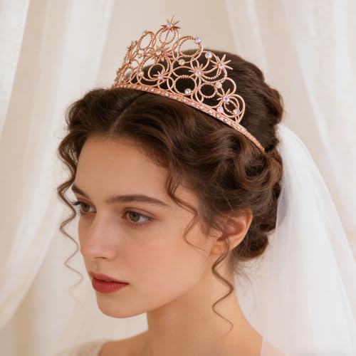 Tiaras de diamantes de imitación sin tirones corona para niña y mujer 5