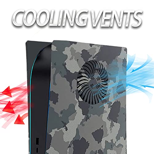 Image of Face Plate Cover Shell with Cooling Vents for PS5 Disc Edition Console FacePlate, Accessories Compatible with PlayStation 5 Protective Replacement Panels (Gray Camouflage)