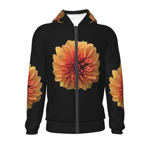 Orange Dalia Kids Pullover Hoodies Boys Zip Up Sweatshirts Girls Athletic Clothes with Pocket2