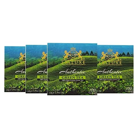 SRILUXE - Green Tea Bags from Sri Lanka 100% Natural Weight Loss Tea, Detox Tea, Slimming Tea, Anti-OXIDANTS Rich - Brew Hot or Iced 100 Tea Bags (Multipack of 4, Total 400 Tea Bags) Cover