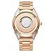 EUTOUR Orologio Uomo Magnetico Moda Semplice Nessun Vetro Cuscinetto a Sfera Quarzo Orologi da Polso da Uomo con Cinturino in Acciaio Inossidabile Oro