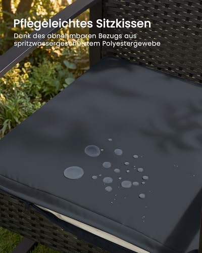 SONGMICS Balkonmöbel, Gartenmöbel-Set, aus PE-Polyrattan, Lounge-Set, Tisch und 2 Stühle, Terrassenmöbel, einfache Montage, Outdoor, für Terrasse, Balkon, Garten, schwarz GGF010B05 6