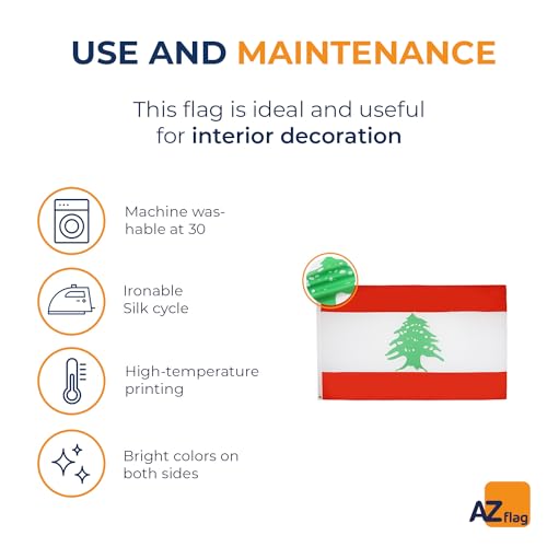 Image of AZ FLAG - Lebanon Flag - 3x5 Ft - Light Polyester Lebanese Banner with Two Brass Eyelets - Fade Resistant - Vivid Colors - 3' x 5' Feet - 150x90 Cm