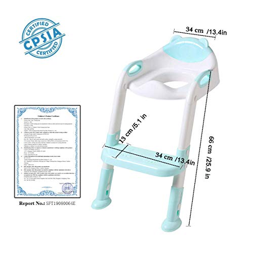 711TEK Potty Training Seat Toddler Toilet Seat with Step Stool Ladder,Potty Training Toilet for Kids Boys Girls Toddlers-Comfortable Safe Potty Seat Potty Chair with Anti-Slip Pads Ladder (Blue)