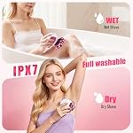 Razor électrique pour les femmes, 7D Enlèvement des cheveux du visage, 6-in-1 Trimmer Bikini sec/humide, Rasoir électrique pour les femmes, Rasoirs visage rechargeables pour les bras Jambes Armpit Pubic Area, Kit de grooming pour femmes sans douleur (Pink)