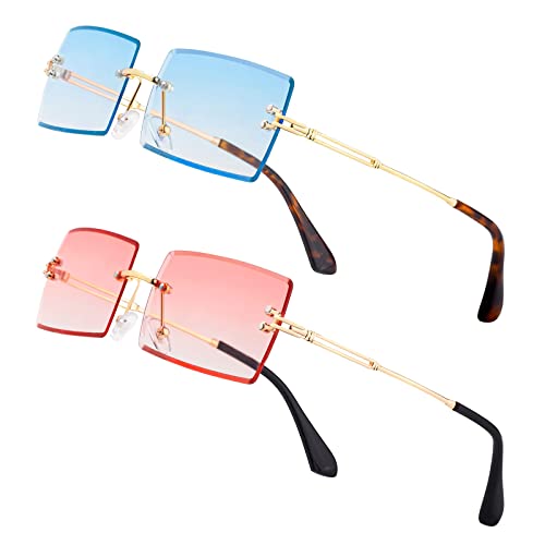 Image of Stylish Small Rectangle Sunglasses Women Men Tinted Frameless Eyewear Ultralight Candy Color Ocean Sun Glasses Shades NP1034