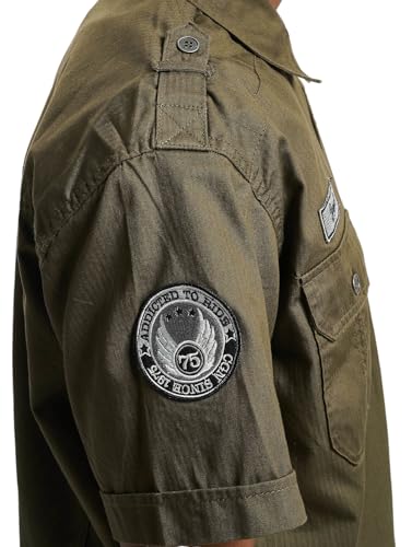 Brandit Luis Vintage Shirt Short Sleev, Uomo, Olive, M - 4