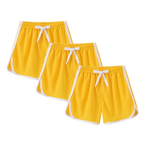 3 Pack Toddler Boys Girls Cotton Athletic Running Shorts, Kids Summer Casual Fashion Drawstring Soccer Shorts