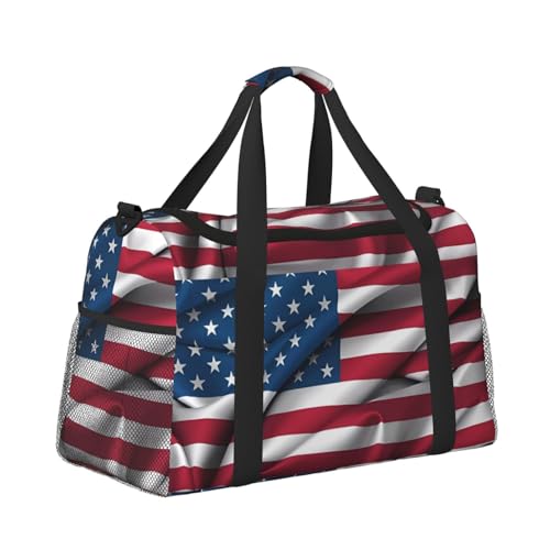 Large Travel Duffel Bag,American Flag Print Men Sports Tote Gym Bag,Shoulder Weekender Handbag Overnight for Women3