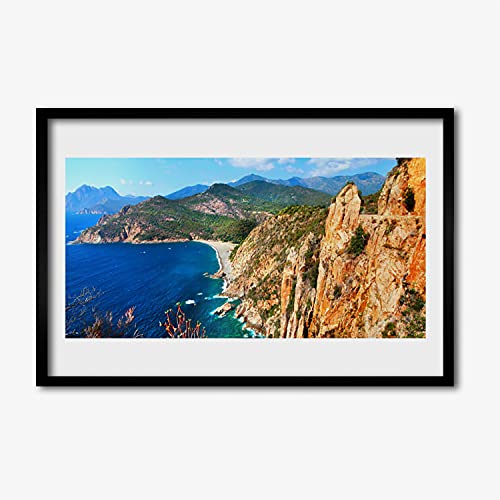 Affiche encadrée 60x40 cm avec cadre en MDF motif montagnes et mer Tulup