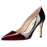 JOY IN LOVE Women's Pumps Shoes 3.5' High Heels Pointy Toe Stiletto Pumps Wine Black 10US