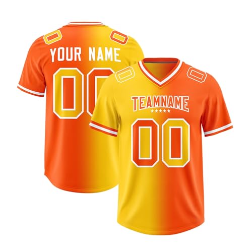 Personalised Jersey - Football Print Tshirt Youth Sports Jerseys Orange Letter Print Shirt