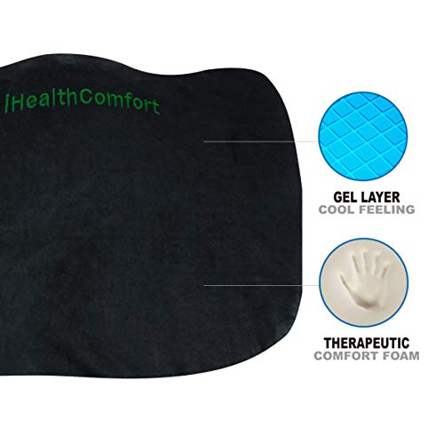 Ihealthcomfort Gel Seat Cushion With Memory Foam-Home Office Chair Pad-Car Truck Seat Cushion-Airplane Wheelchair Butt Pillow For Tailbone Lower Back Coccyx Pain #TOP2