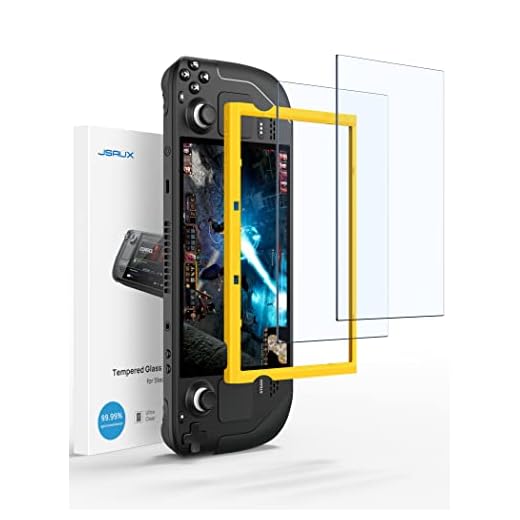 JSAUX Verre Trempé pour Steam Deck [Lot de 2], Couverture Intégrale Vitre Protection d'écran pour Steam Deck, Facile à Installer avec Le Cadre de Guidage (Version Améliorée)
