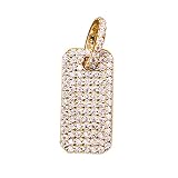 Yellow Gold Plated Moissanite Sterling Silver Dog Tag Charms, 925 Silver Dog Tag Charms, Moissanite